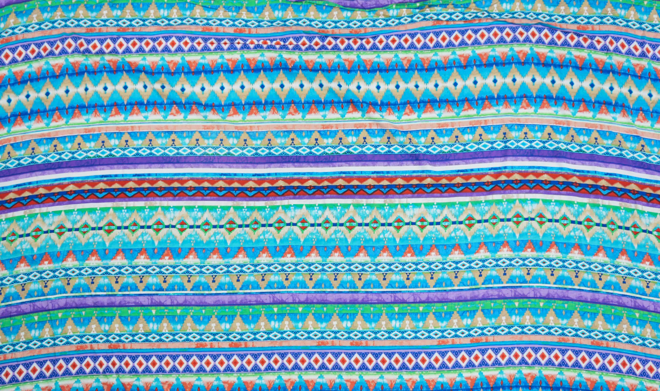 Blue-Green-Multi Rayon Aztec Printed Challis Woven Fabric - Image 2