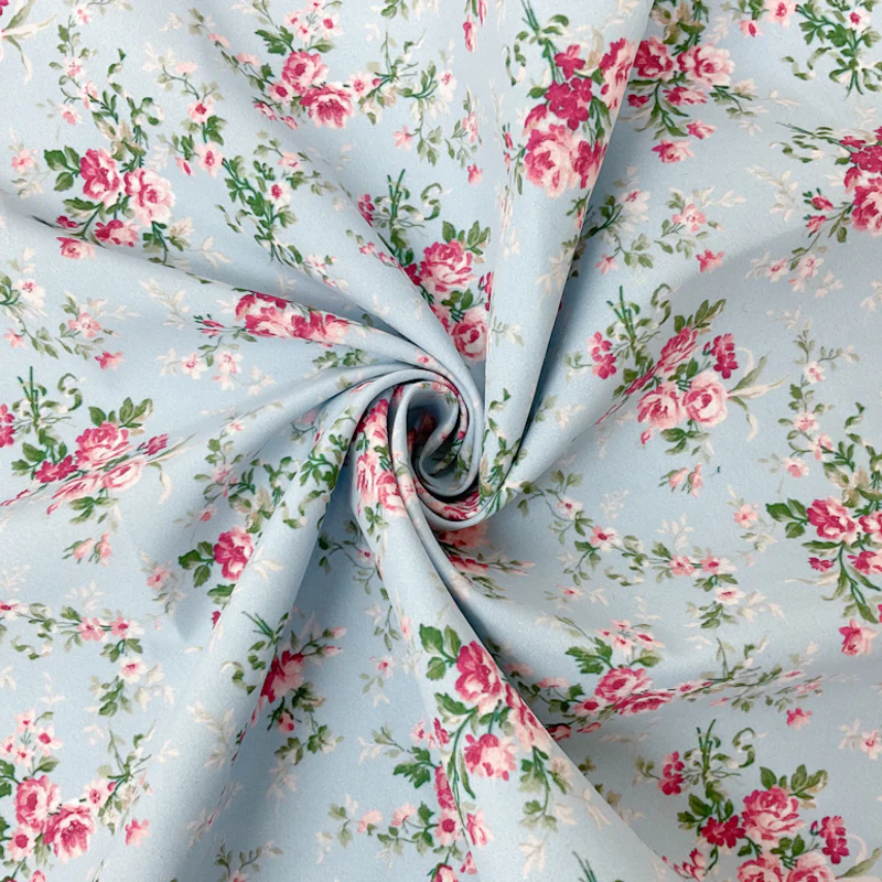 Blue-Multi Floral Printed Board Short Woven Fabric