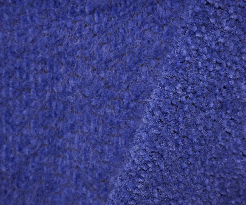 Blue Poly Solid Chenille Sweater Knit Fabric - Image 2