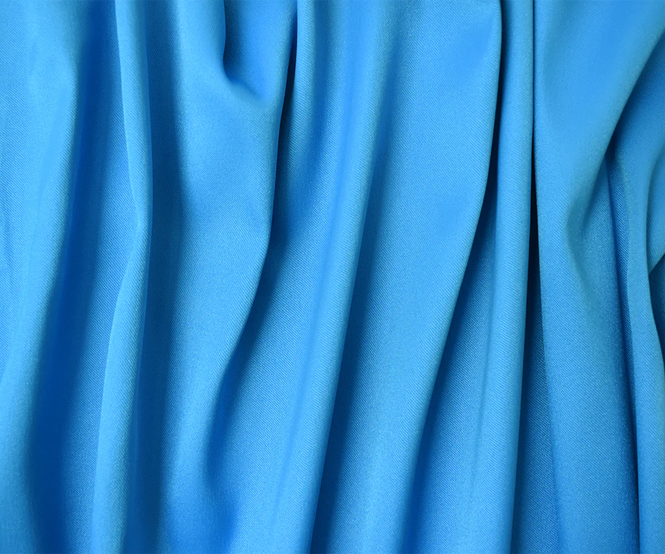 Blue Poly Spandex Stretch Solid Stretch Lamour Woven Fabric - Image 3