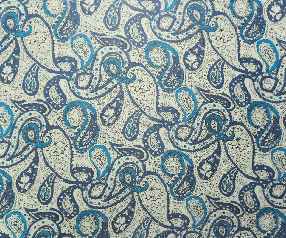 Blue Silk Paisley Printed Chiffon Woven Fabric - Image 4