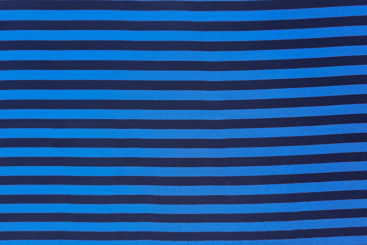 Blue Silk Stripe Printed Crepe De Chine Woven Fabric - Image 4