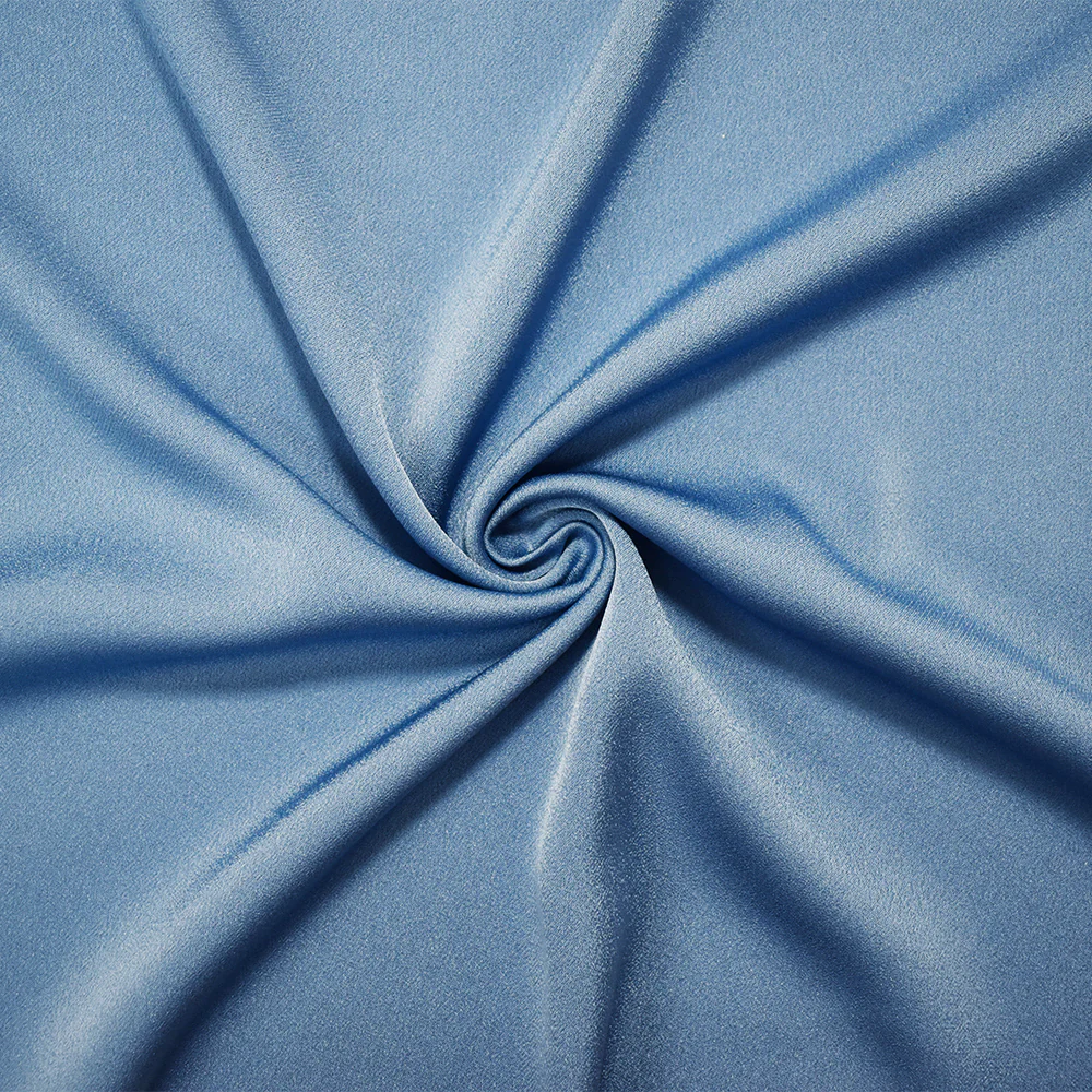 Blue Triacetate-Poly Crepe Back Satin Woven Fabric