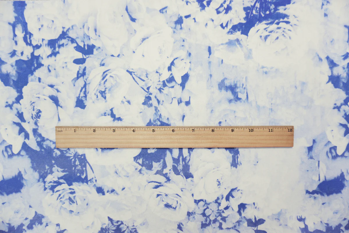 Blue-White 9 oz. Cotton Blend Abstract Print Stretch Denim Fabric - Image 5