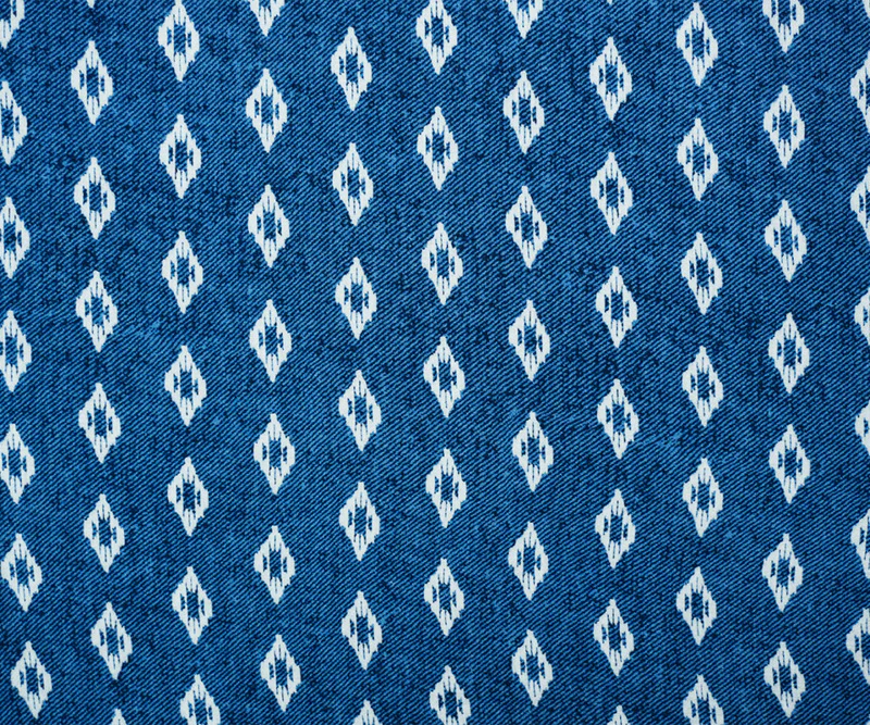 Blue-White Rayon Ikat Printed Crepe Woven Fabric - Image 3