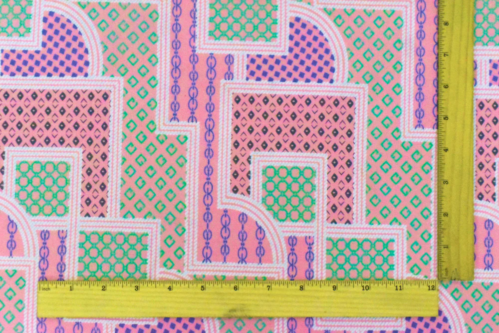 Boho Pink-White-Multi Frame Printed Stretch Polyester ITY Knit Fabric - Image 5