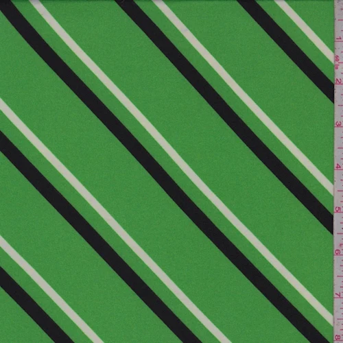 Bright Green Diagonal Stripe Double Brushed Jersey Knit Fabric