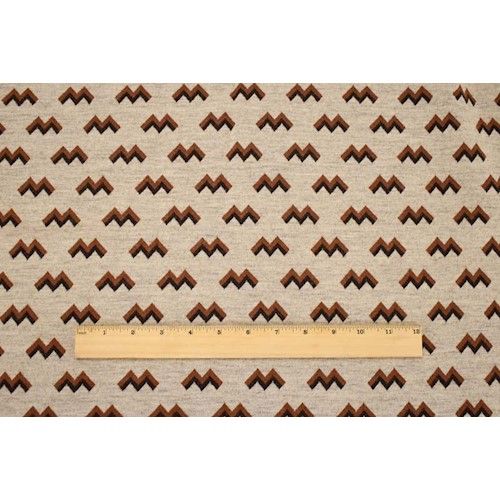 Brown/Beige Wool Blend Chevron Printed Double Knit Fabric - Image 2