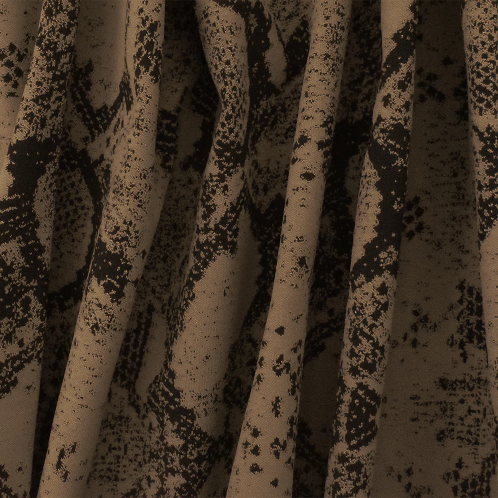 Brown-Black Famous Maker Reptile Poly Stretch Jacquard Yoga Knit Fabric - Image 2