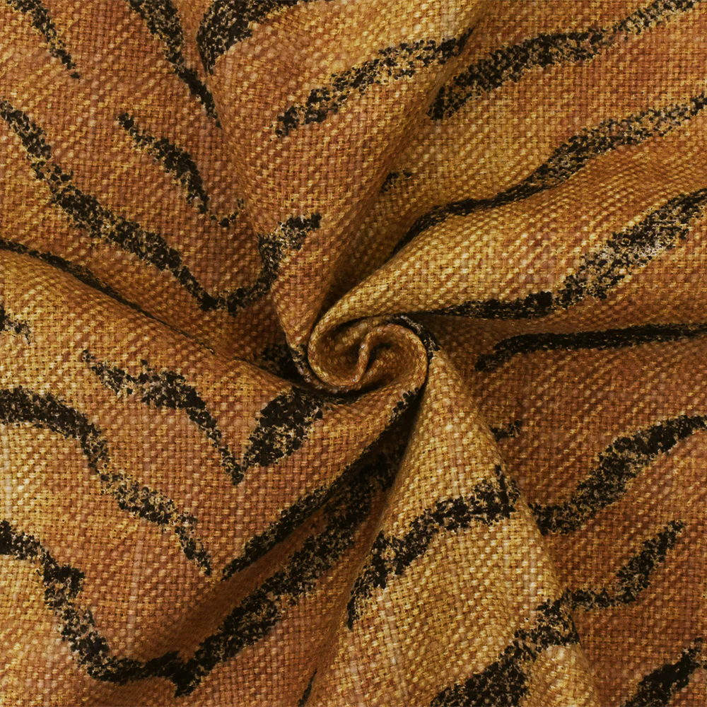 Brown-Black P Kaufmann Tiger Printed Linen Canvas Home Decorating Fabric - Image 3