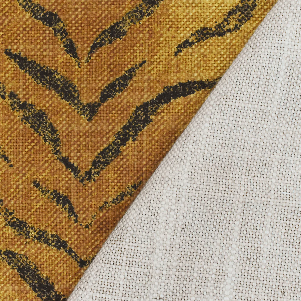 Brown-Black P Kaufmann Tiger Printed Linen Canvas Home Decorating Fabric - Image 4