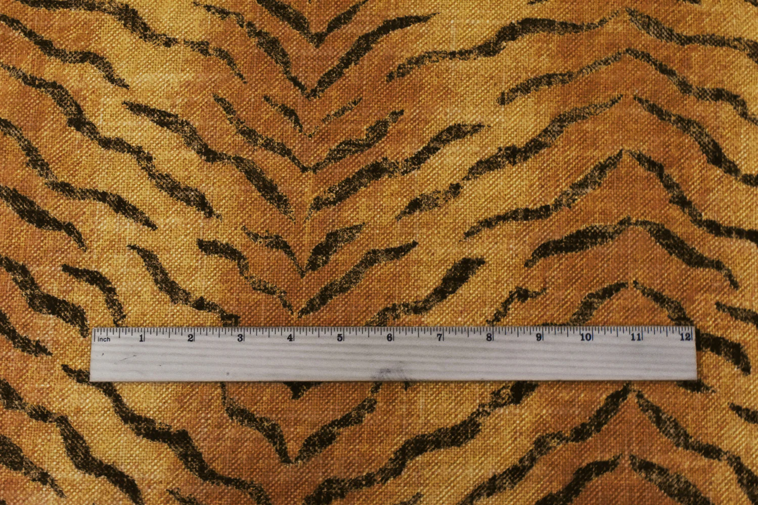 Brown-Black P Kaufmann Tiger Printed Linen Canvas Home Decorating Fabric - Image 5