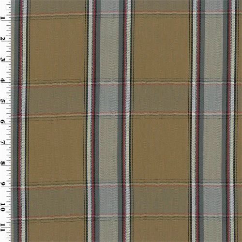 Brown/Blue Cotton Twill Plaid Home Decorating Fabric