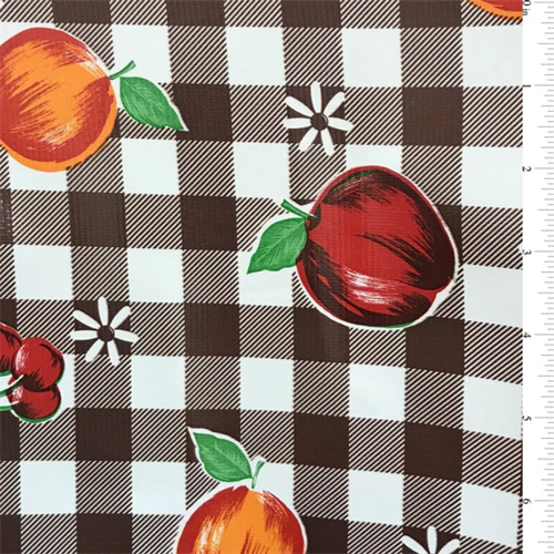 Brown Check Oilcloth Fabric - Reorderable