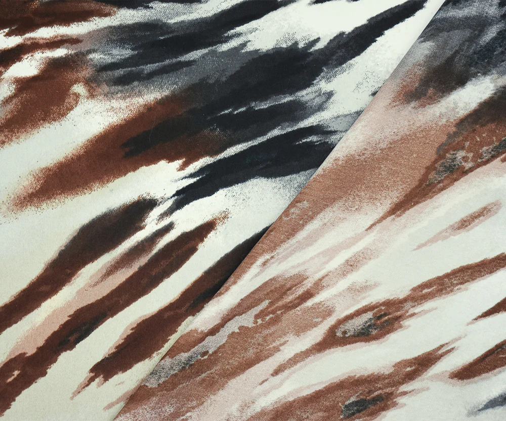 Brown-Gray-Black Zebra Polyester Printed Charmeuse Woven Fabric - Image 2