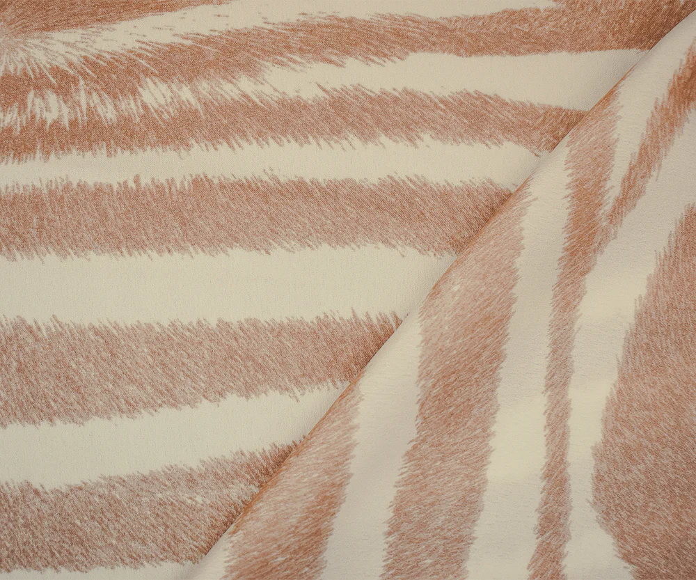 Brown-Ivory Zebra Pattern Printed Poly Charmeuse Woven Fabric - Image 2