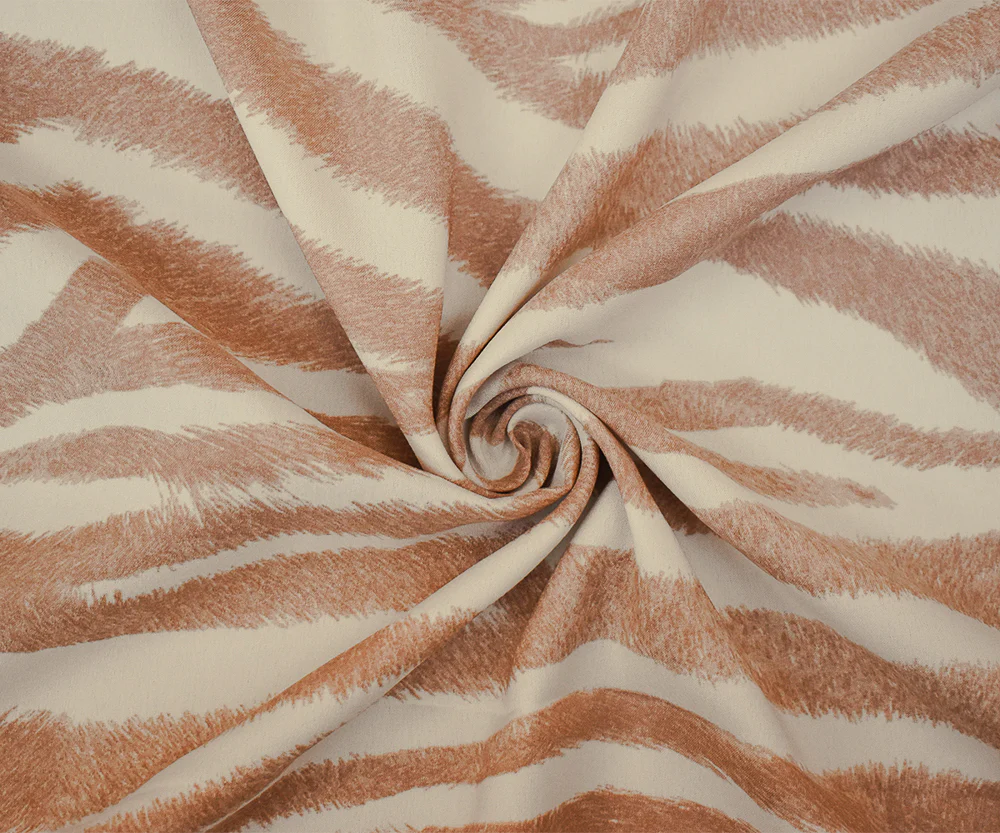 Brown-Ivory Zebra Pattern Printed Poly Charmeuse Woven Fabric - Image 3