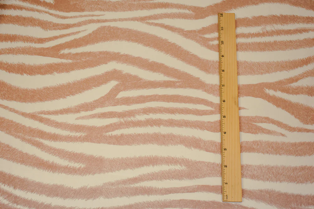 Brown-Ivory Zebra Pattern Printed Poly Charmeuse Woven Fabric - Image 5