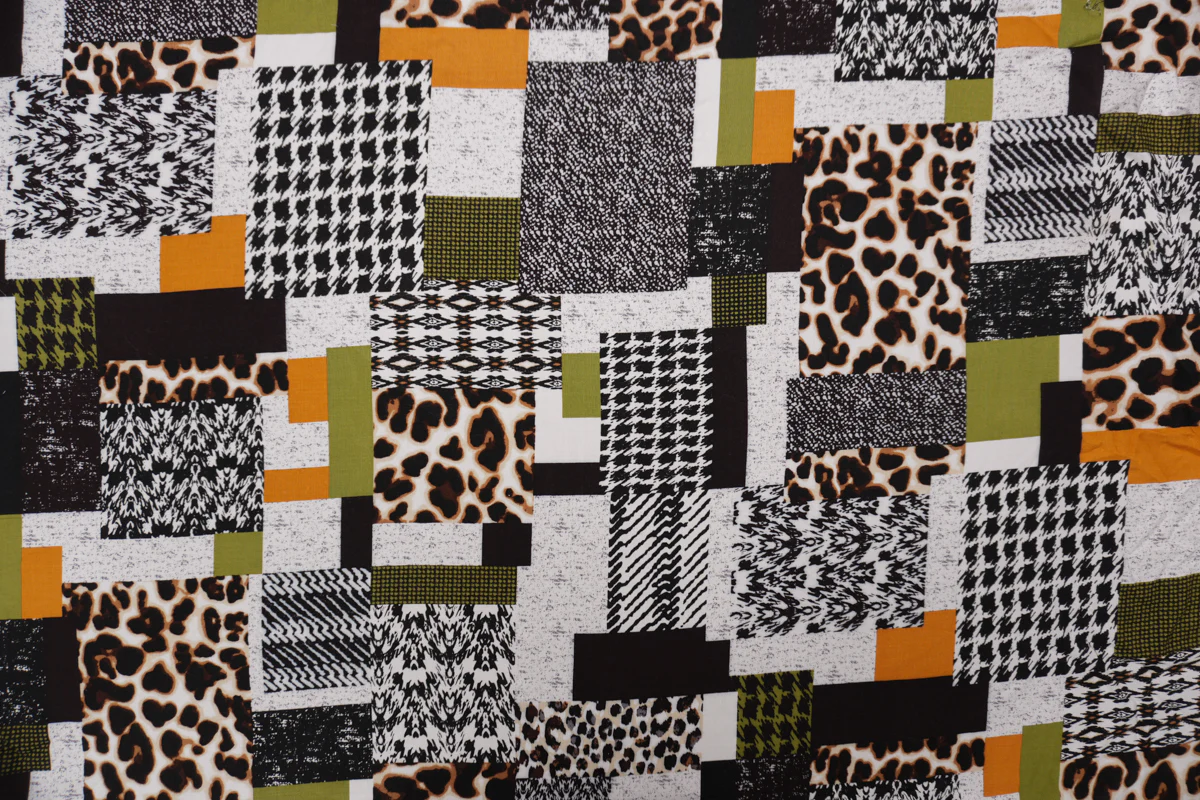 Brown-Multi Rayon Multi Pattern Printed Challis Woven Fabric - Image 3