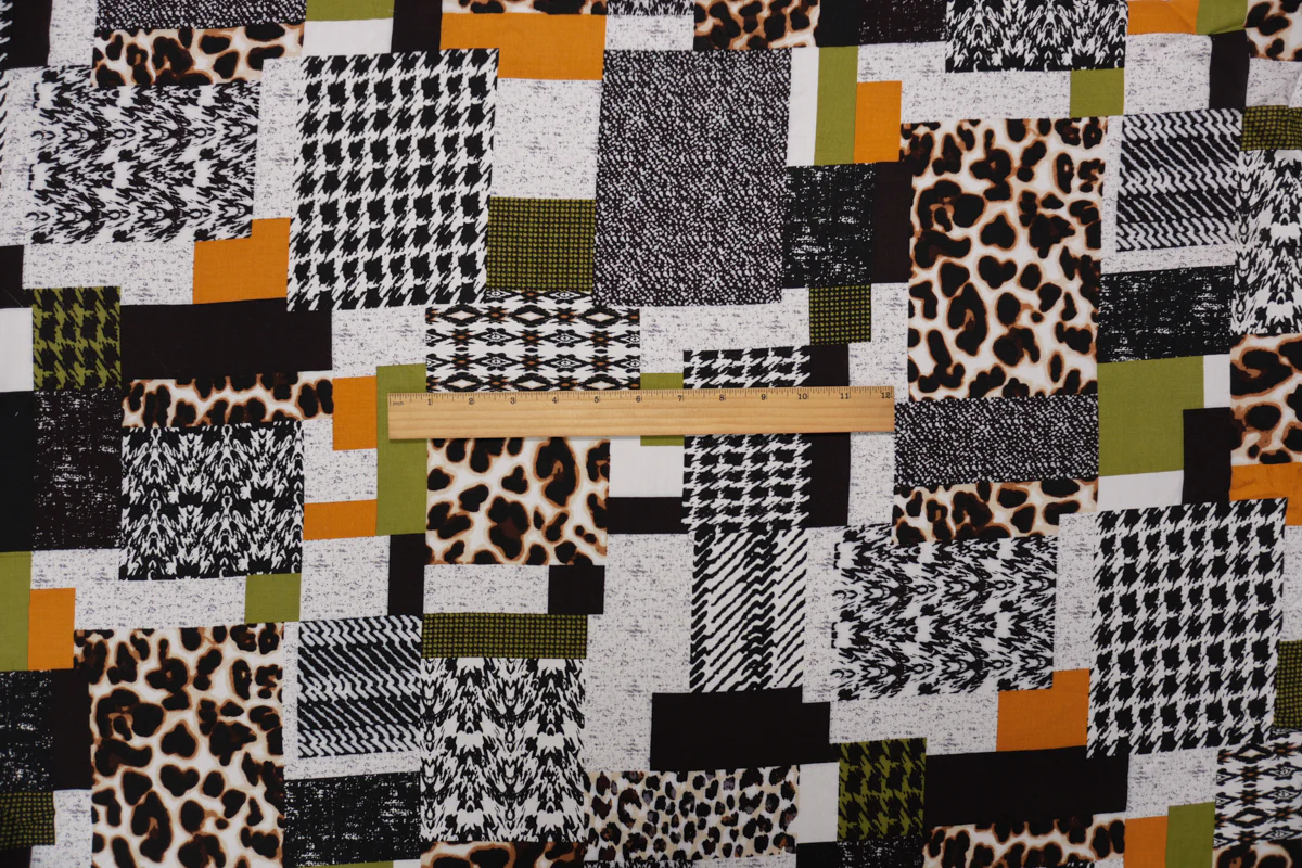 Brown-Multi Rayon Multi Pattern Printed Challis Woven Fabric - Image 4