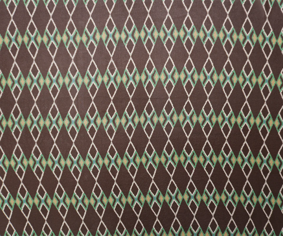 Brown-Multi Silk Diamond Lattice Printed Chiffon Woven Fabric - Image 4