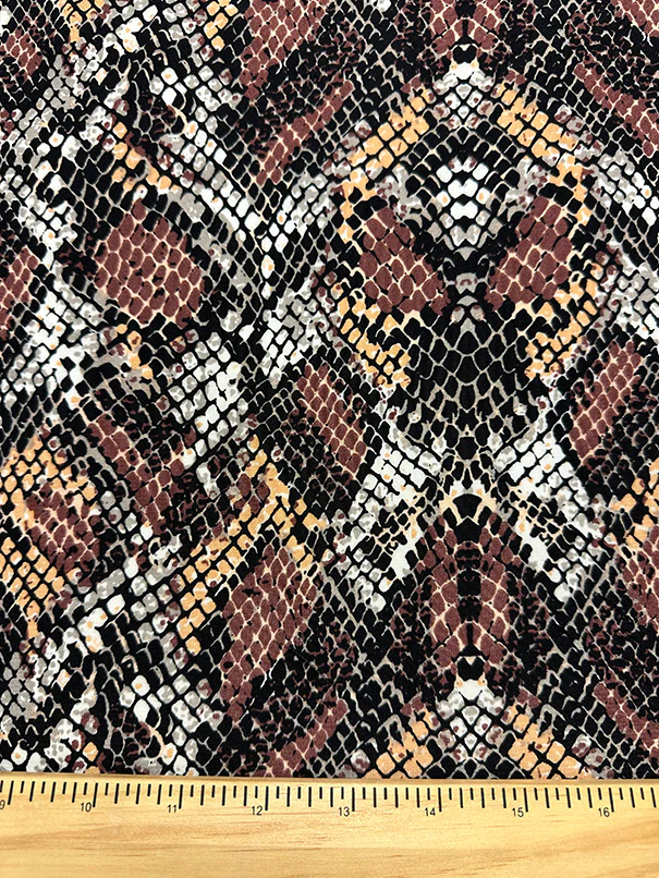 Brown Multi Snakeskin Animal Print Double Georgette Fabric - Image 3