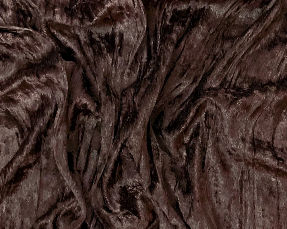 Brown Poly Crushed Pleat-Like Burnout Velvet Knit Fabric - Image 3