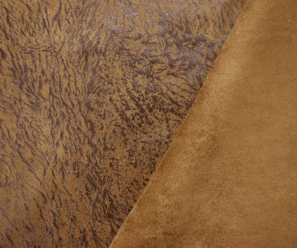 Brown Polyester Poly Texture Stretch Printed Microsuede Knit Fabric - Image 2