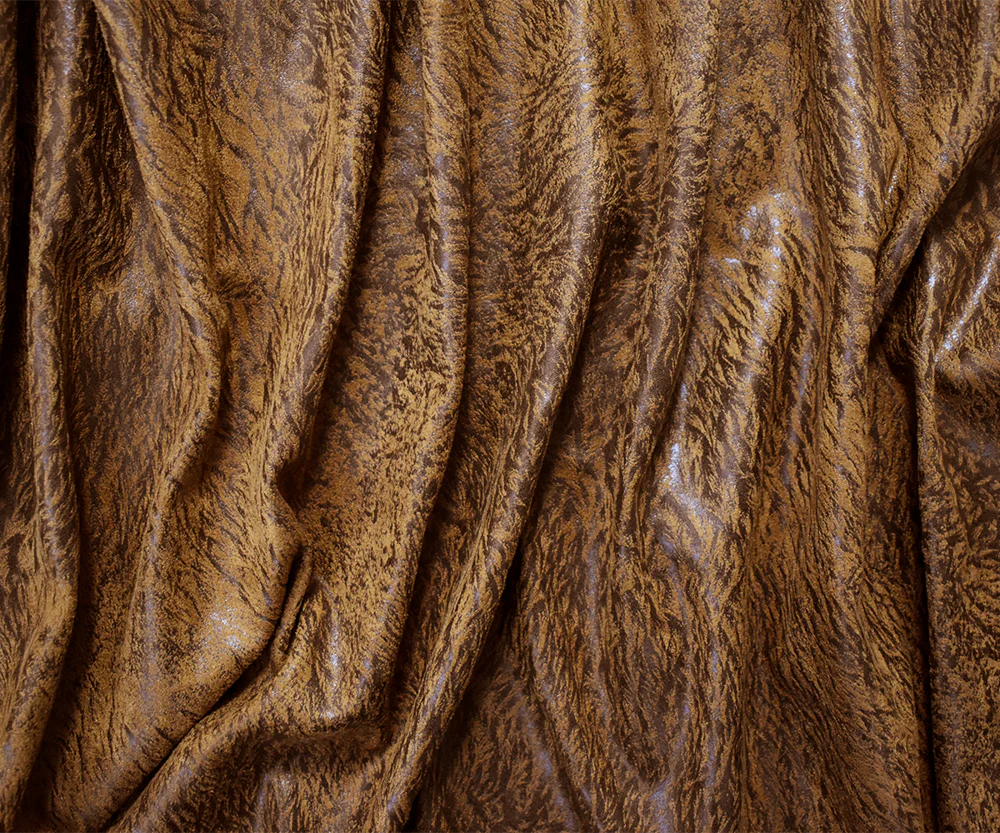 Brown Polyester Poly Texture Stretch Printed Microsuede Knit Fabric - Image 3