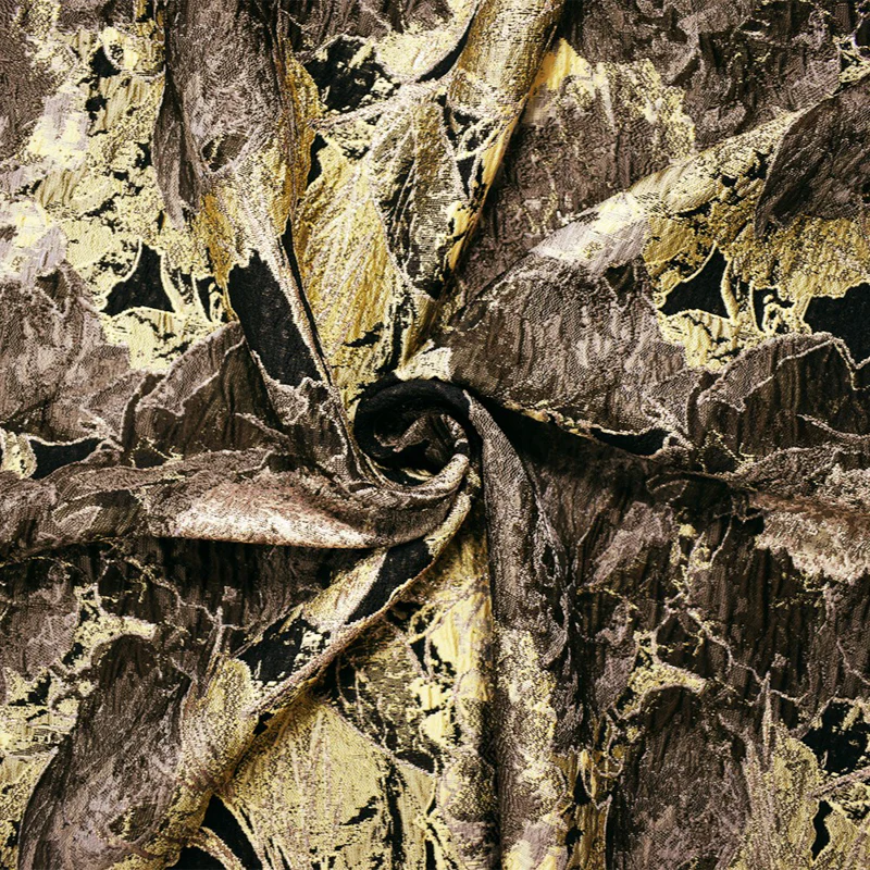 Brown-Rose Gold Floral Jacquard Matelasse Brocade Woven Fabric - Image 2