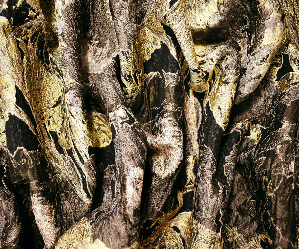 Brown-Rose Gold Floral Jacquard Matelasse Brocade Woven Fabric - Image 3