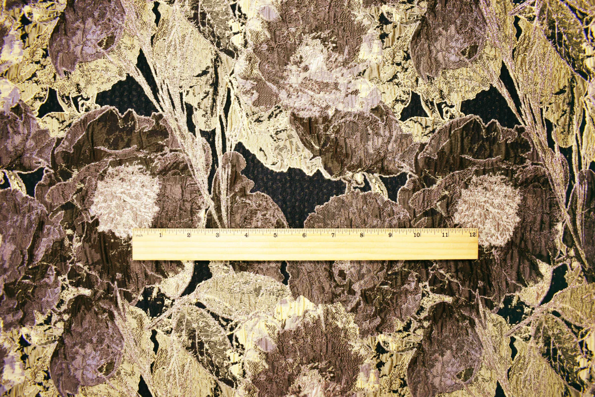 Brown-Rose Gold Floral Jacquard Matelasse Brocade Woven Fabric - Image 5