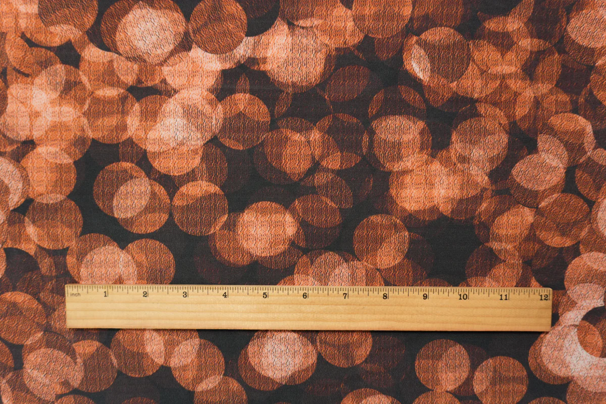 Brown Silk Dot Printed Matte Crepe De Chine Woven Fabric - Image 5