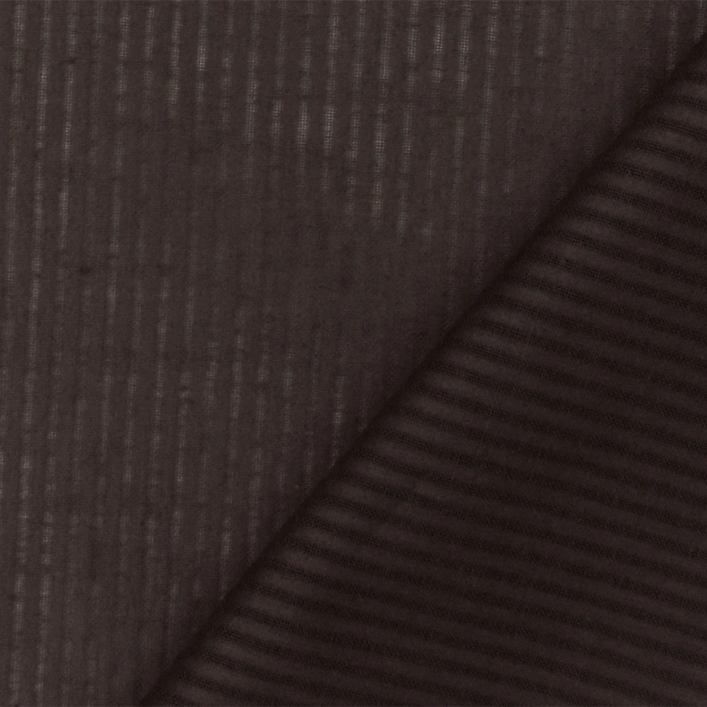 Brown Stripe Cotton Leno Woven Fabric - Image 2