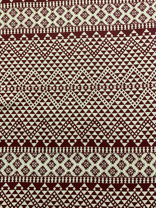 Burgundy and White Multi Print Rayon Challis Fabric - Image 2