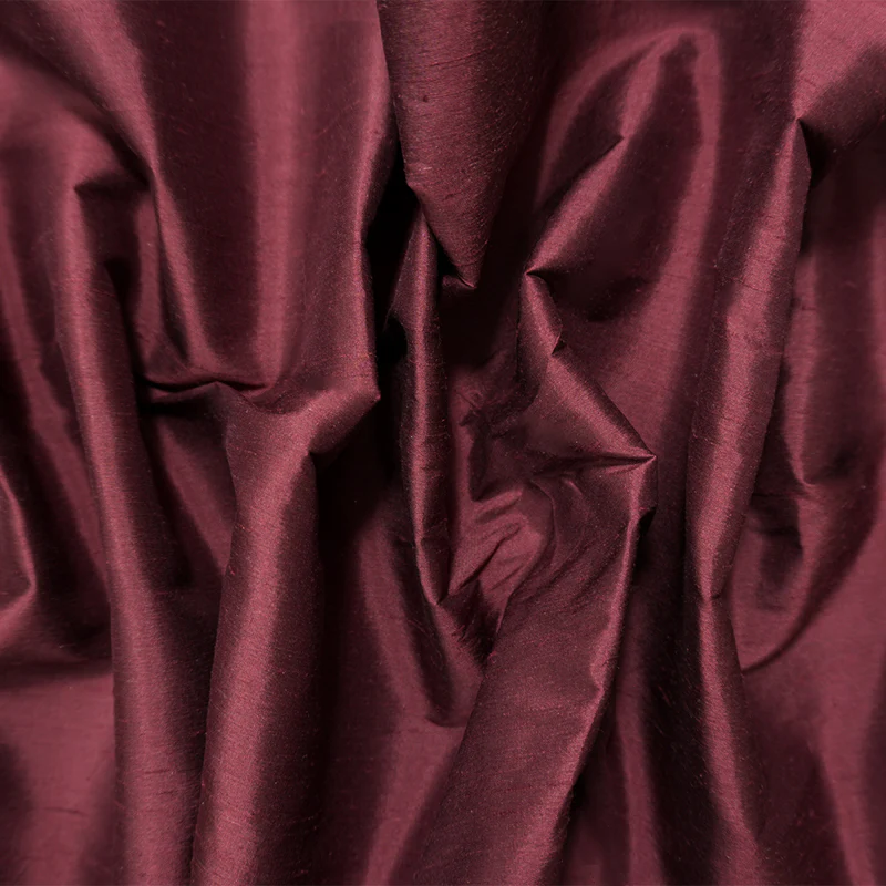 Burgundy Red Silk Slub Dupioni Woven Fabric
