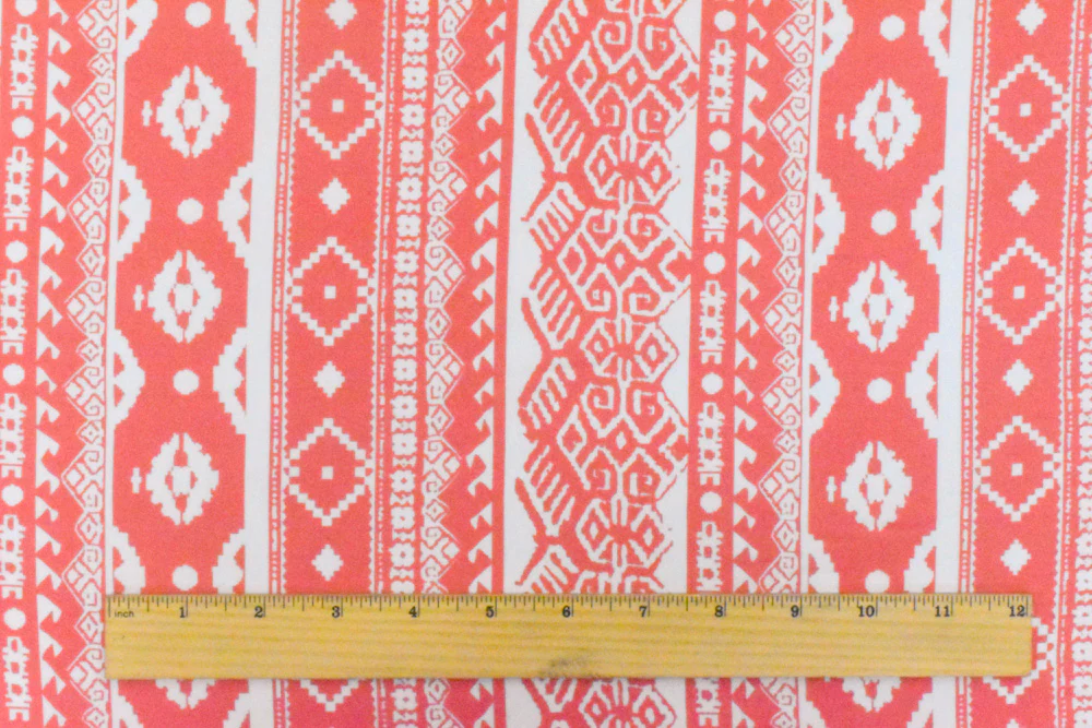 Carol Pink-Ivory Aztec Printed Polyester Georgette Woven Fabric - Image 5