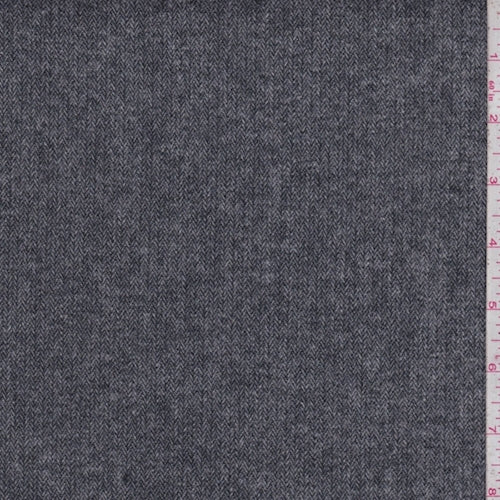 Charcoal Herringbone Denim Flannel Fabric