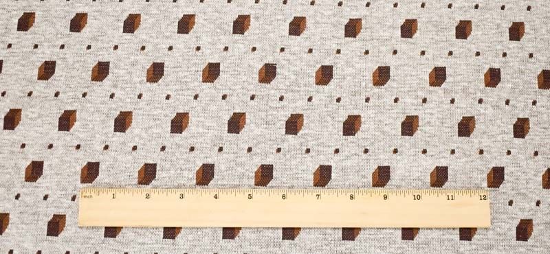 Choco Brown/Gray Cube Jacquard Knit Fabric - Image 2