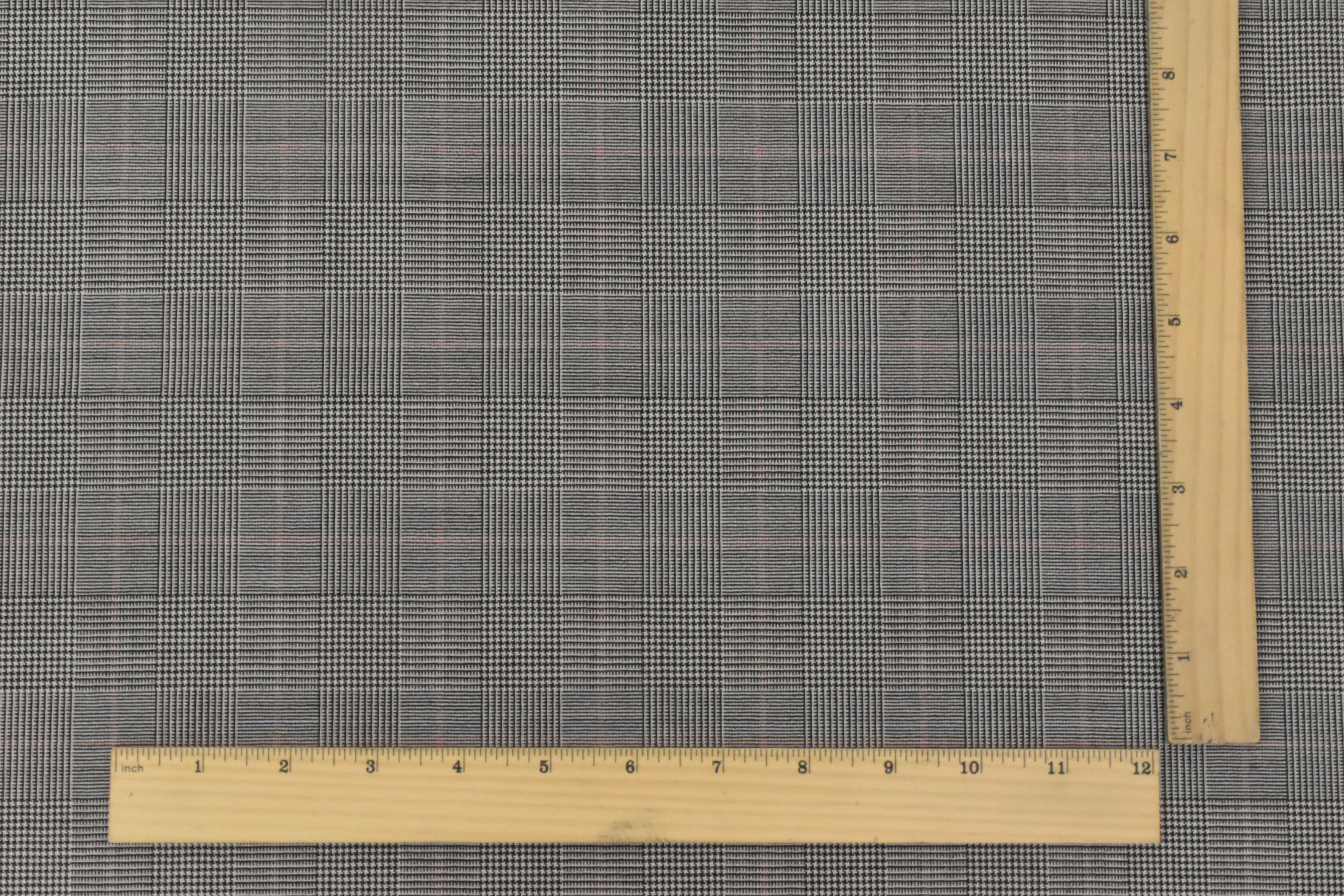 Classic Black-Gray-Red Plaid Wool Poly Woven Suiting Fabric - Image 5