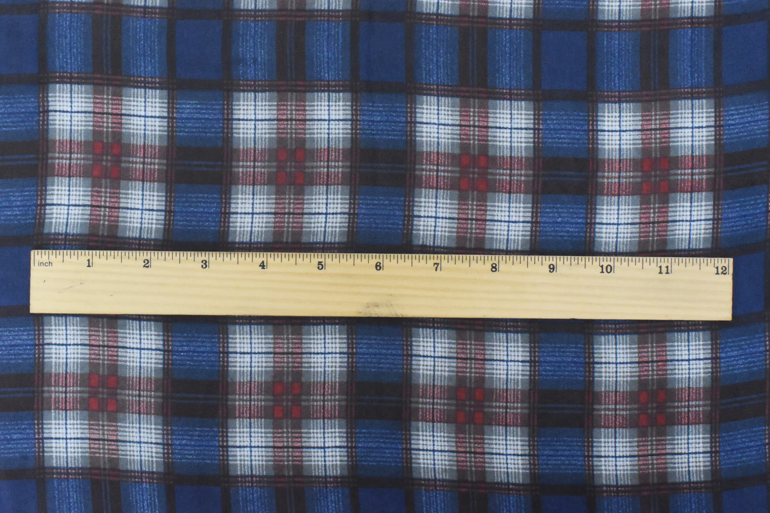Classic Blue-Red-Multi Plaid Printed Poly Chiffon Woven Fabric - Image 5