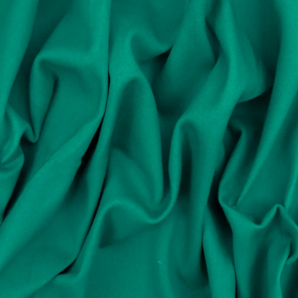 Classic Teal Solid Stretch Cotton Chino twill Woven Fabric - Image 3