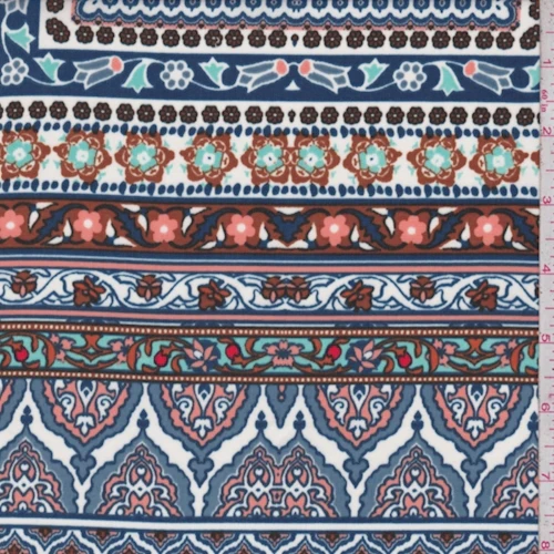 Cloud Blue/Peach Multi Deco Tile Peachskin Fabric