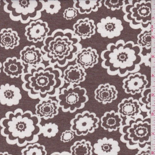 Cocoa Brown Pop Floral Burnout Knit Fabric