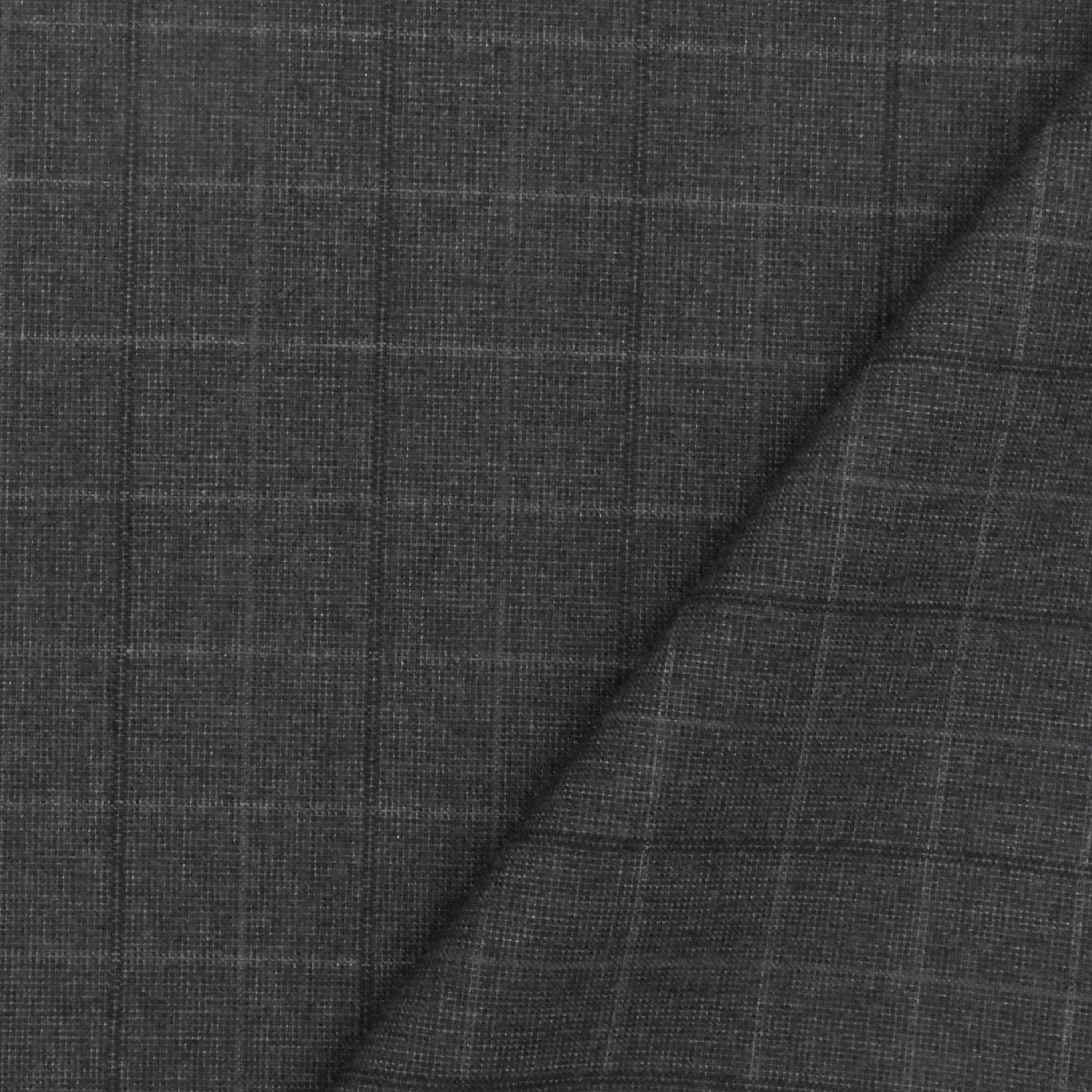 Cool Gray-Blue-Multi Check Wool-Poly Woven Suiting Fabric - Image 4