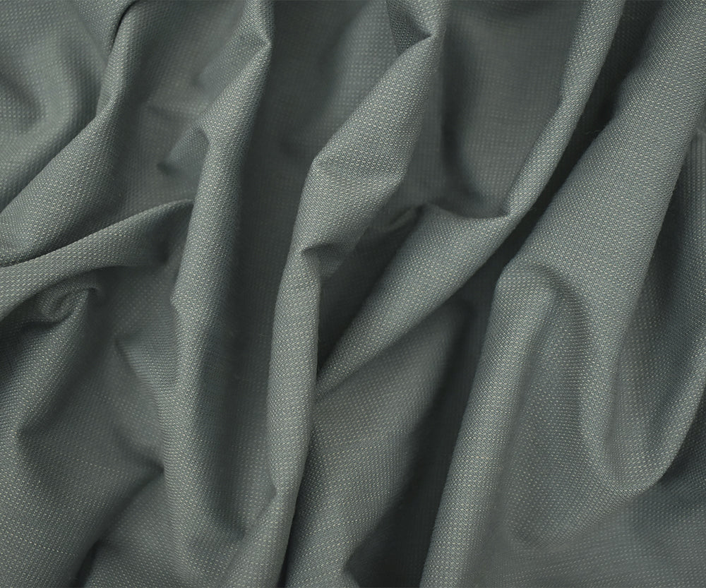 Cool Gray Poly Wool Dobby Woven Suiting Fabric - Image 3