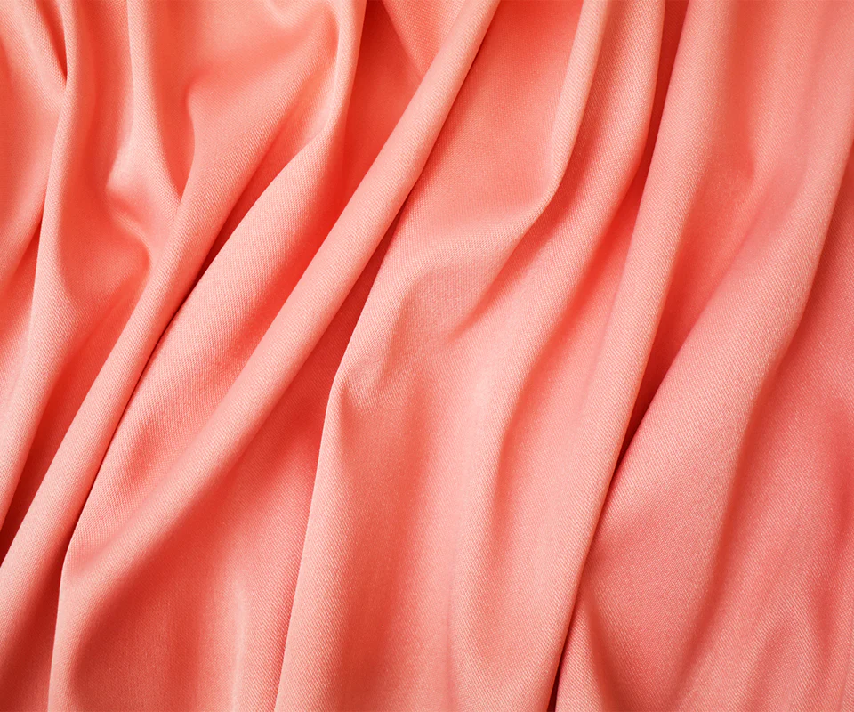 Coral Orange Poly Spandex Stretch Solid Stretch Lamour Woven Fabric - Image 3