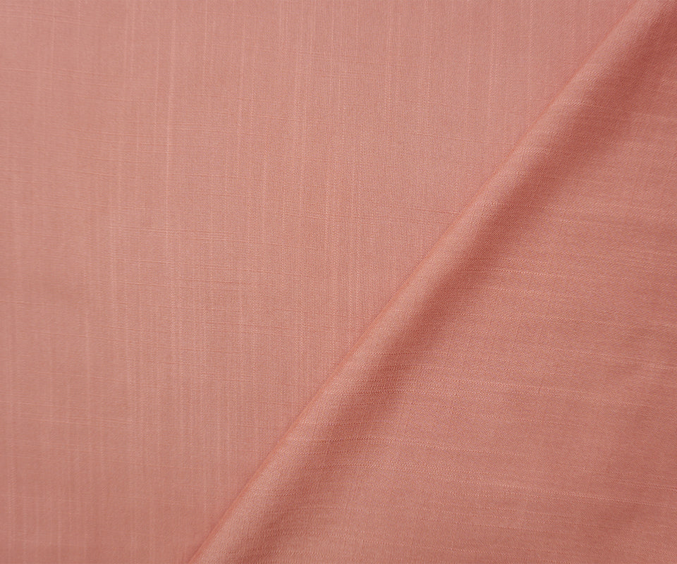 Coral Rayon Solid Cross Hatch Linen-Look Challis Woven Fabric - Image 2