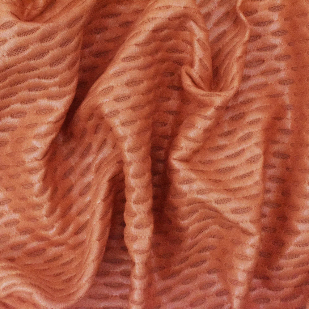 Cream Orange Famous Maker Stretch Nylon 3D Mesh Yoga Activewear Knit Fabric - Image 2