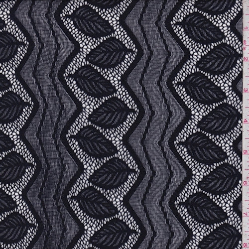 Dark Navy Chevron/Leaf Mesh Fabric